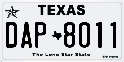 TX license plate DAP8011