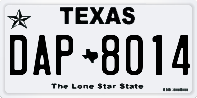 TX license plate DAP8014