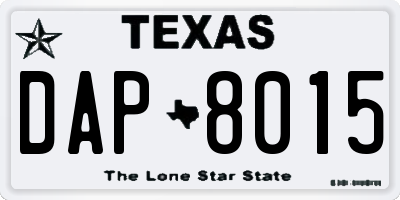 TX license plate DAP8015