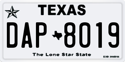 TX license plate DAP8019