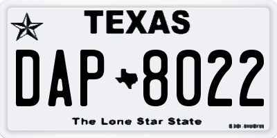 TX license plate DAP8022