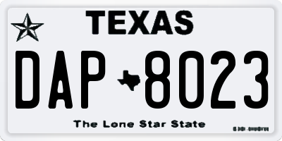 TX license plate DAP8023