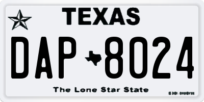 TX license plate DAP8024