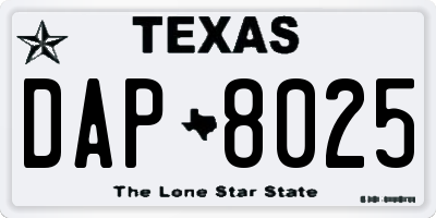 TX license plate DAP8025