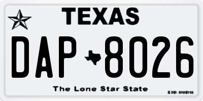 TX license plate DAP8026