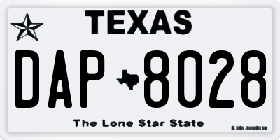TX license plate DAP8028