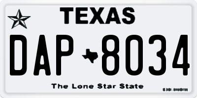 TX license plate DAP8034