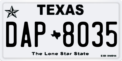 TX license plate DAP8035