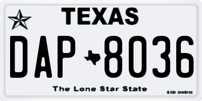 TX license plate DAP8036