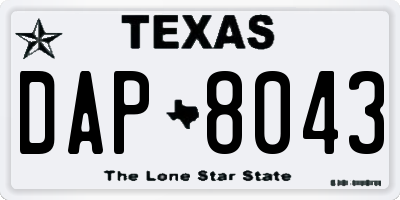 TX license plate DAP8043