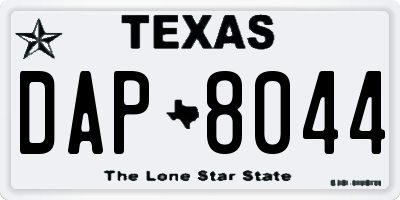 TX license plate DAP8044