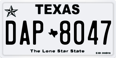 TX license plate DAP8047