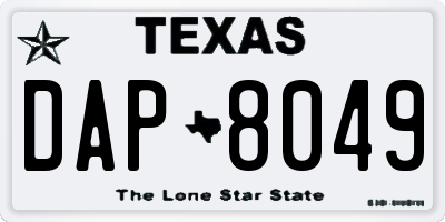 TX license plate DAP8049