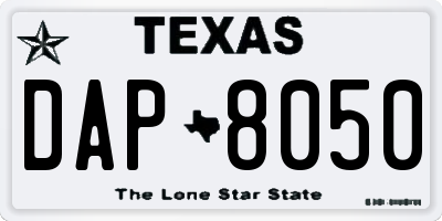 TX license plate DAP8050