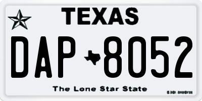 TX license plate DAP8052