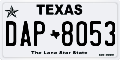 TX license plate DAP8053