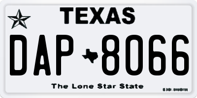 TX license plate DAP8066
