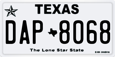 TX license plate DAP8068