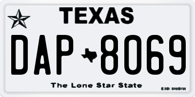 TX license plate DAP8069