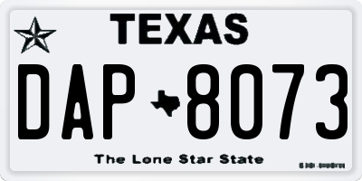 TX license plate DAP8073