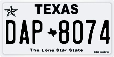 TX license plate DAP8074