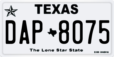 TX license plate DAP8075