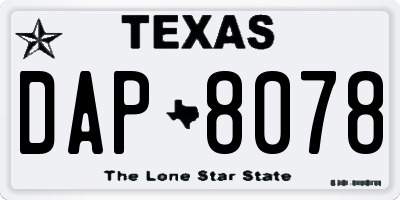 TX license plate DAP8078