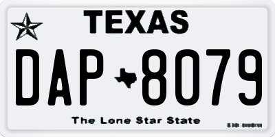 TX license plate DAP8079