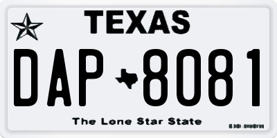 TX license plate DAP8081