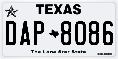 TX license plate DAP8086