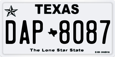 TX license plate DAP8087