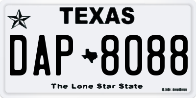 TX license plate DAP8088