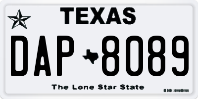 TX license plate DAP8089
