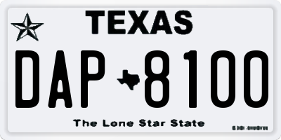 TX license plate DAP8100