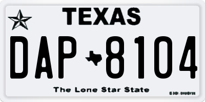 TX license plate DAP8104