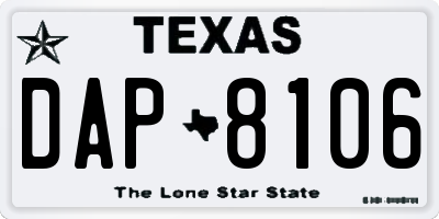 TX license plate DAP8106