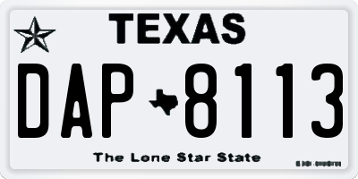 TX license plate DAP8113