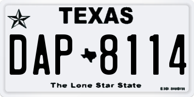 TX license plate DAP8114