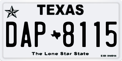 TX license plate DAP8115