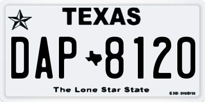 TX license plate DAP8120