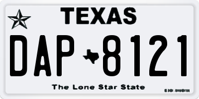 TX license plate DAP8121