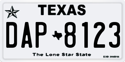 TX license plate DAP8123