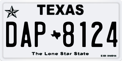TX license plate DAP8124