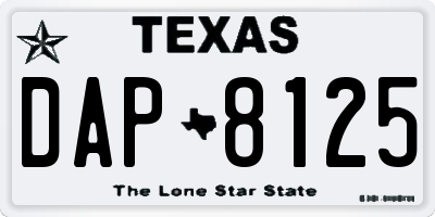TX license plate DAP8125