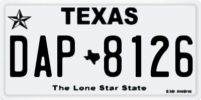 TX license plate DAP8126