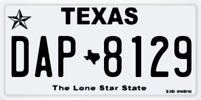 TX license plate DAP8129