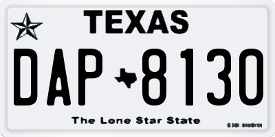 TX license plate DAP8130