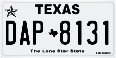 TX license plate DAP8131