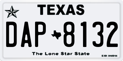 TX license plate DAP8132