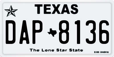 TX license plate DAP8136